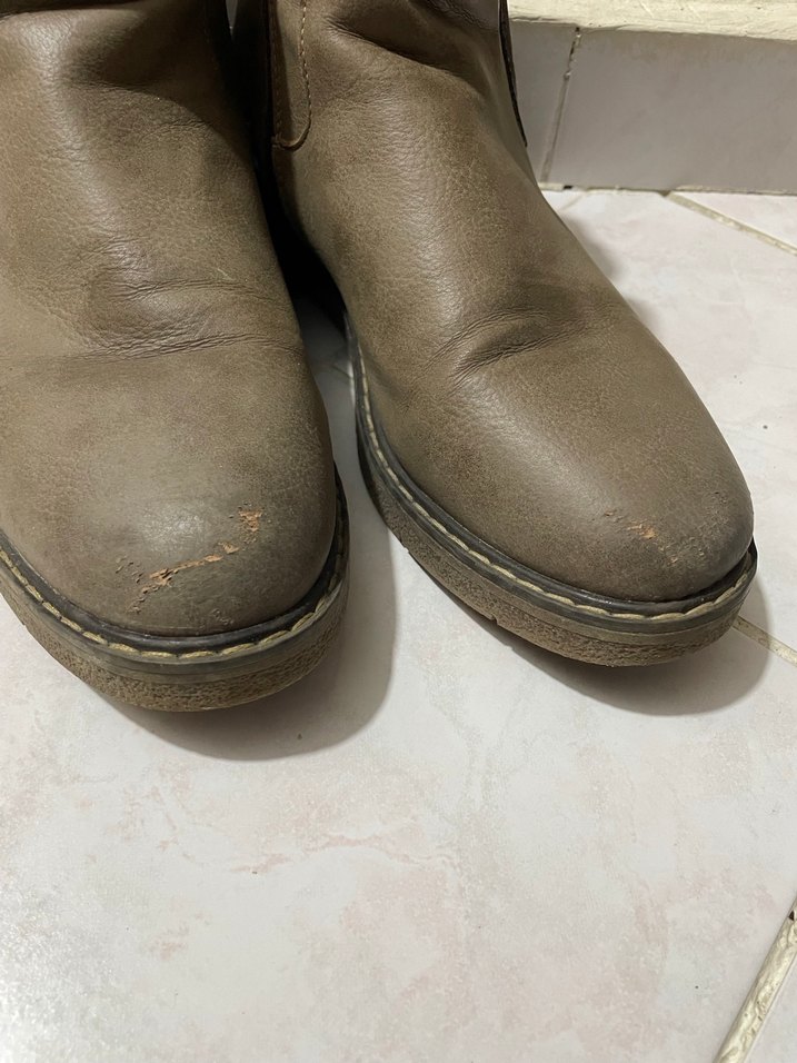 Gri Süet Kadın Bot - Tokalı, Topuklu - Görsel 4