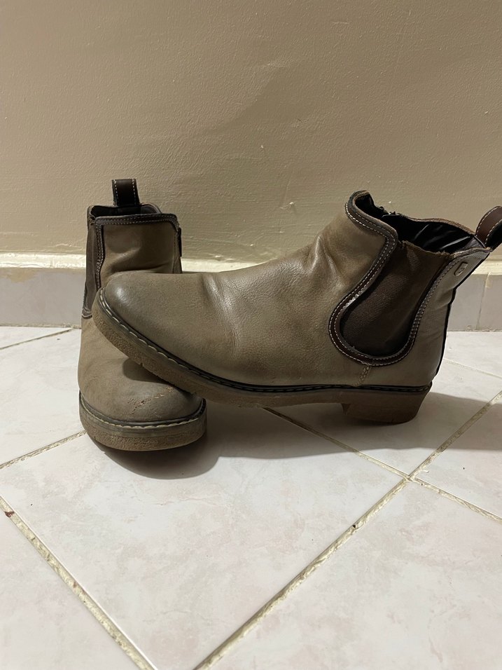 Gri Süet Kadın Bot - Tokalı, Topuklu - Görsel 3