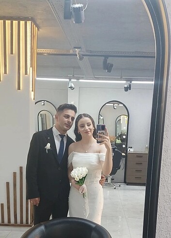 Nikah isteme nişan beyaz elbise orjinal nssposa elbisedir - Görsel 3