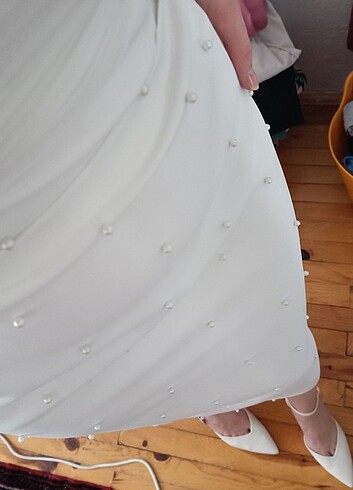 Nikah isteme nişan beyaz elbise orjinal nssposa elbisedir - Görsel 5