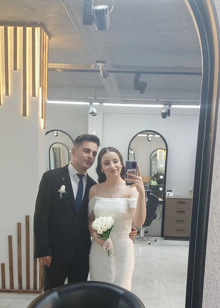 Nikah isteme nişan beyaz elbise orjinal nssposa elbisedir - Görsel 3