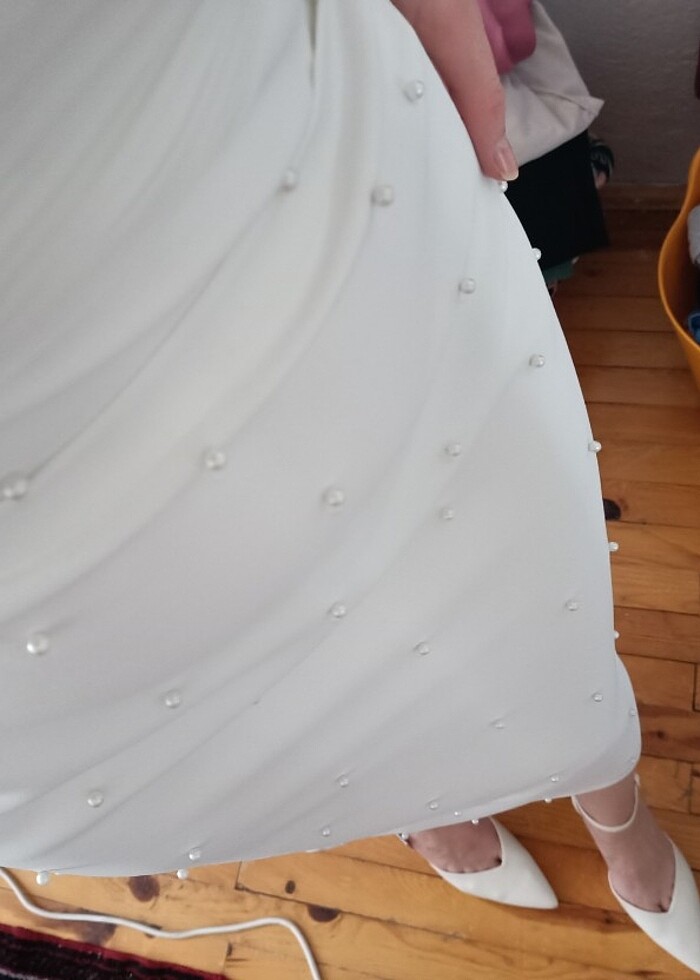 Nikah isteme nişan beyaz elbise orjinal nssposa elbisedir - Görsel 5