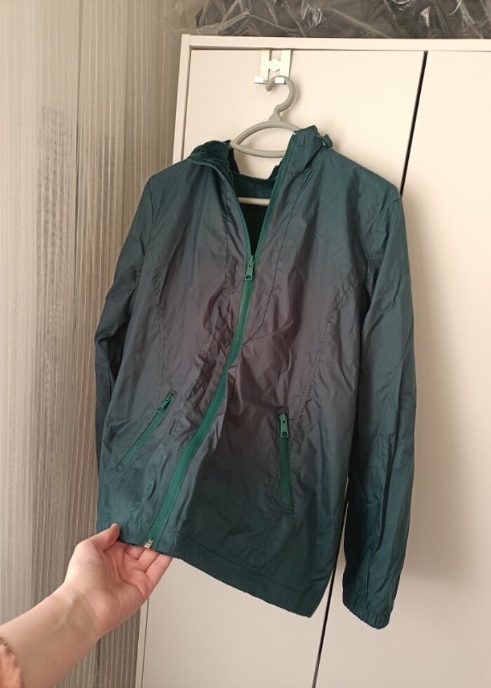 Yesil çift taraflı yagmurluk - Görsel 2