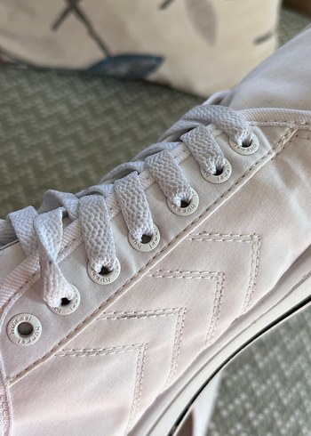 Kadın Beyaz Bağcıklı Sneaker Spor Ayakkabı - Görsel 5