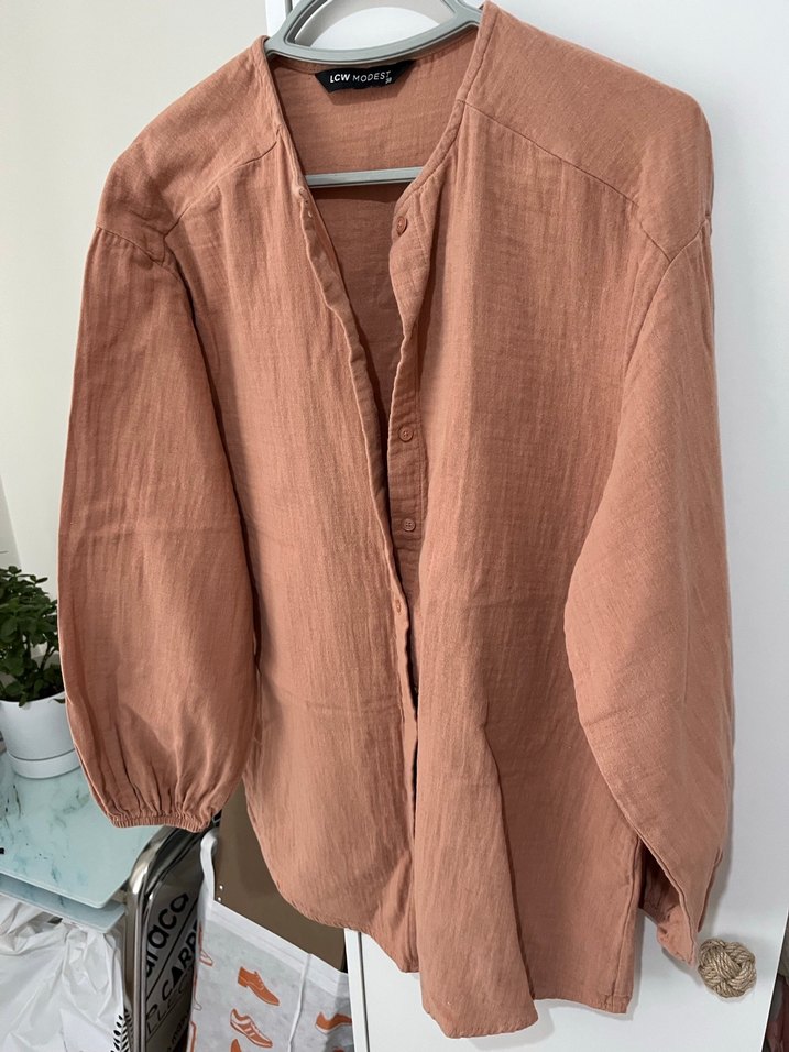 Düğmeli kolu lastikli müslin gömlek tunik de olabilir - Görsel 4