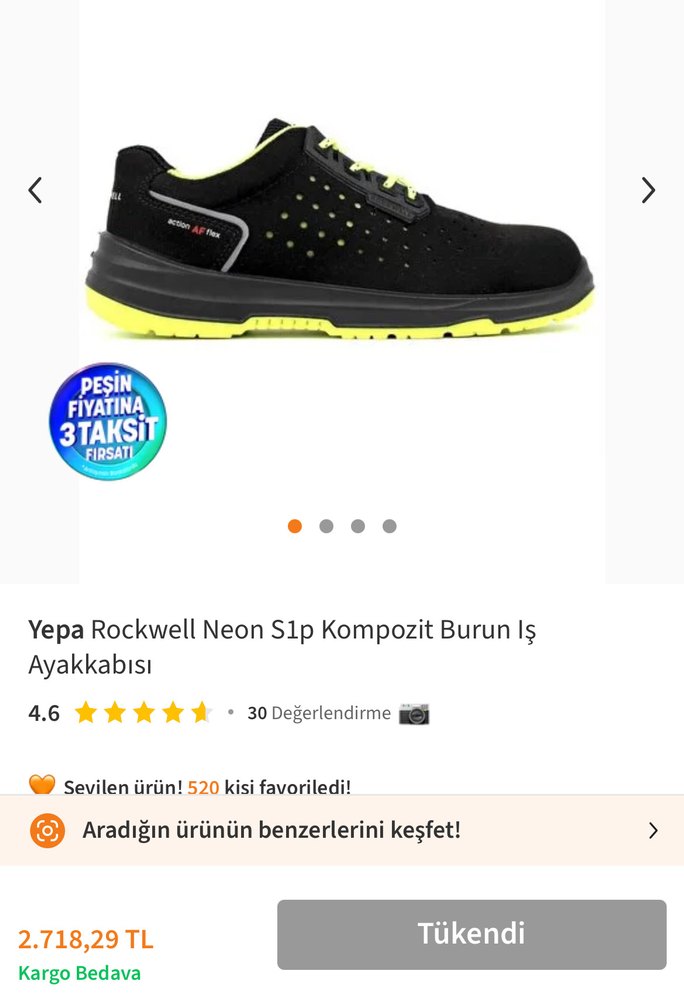 Rockwell Neon Siyah Erkek İş Ayakkabısı - Görsel 2