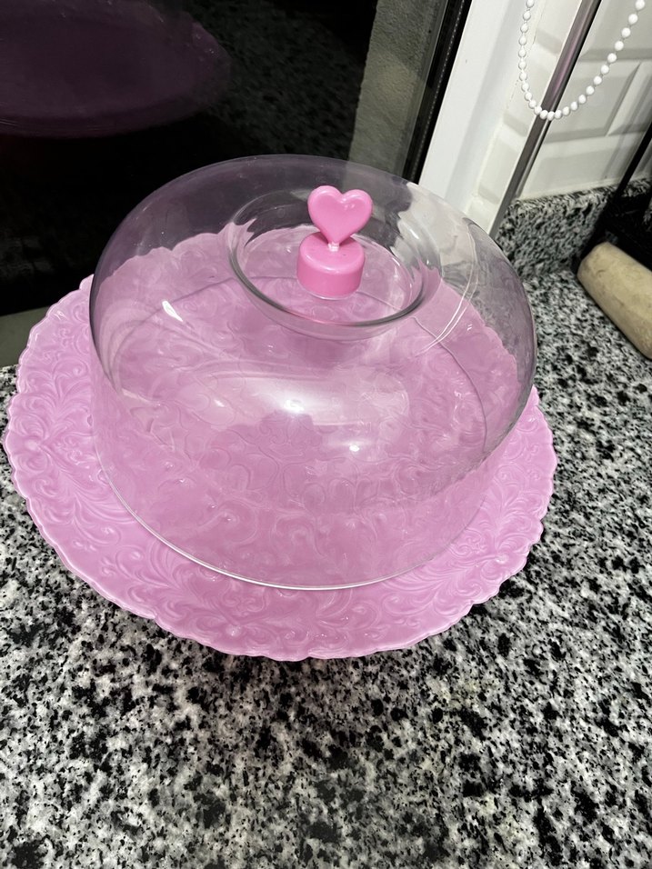 Pembe Ayaklı Kek Standı ve Kapak - Görsel 2