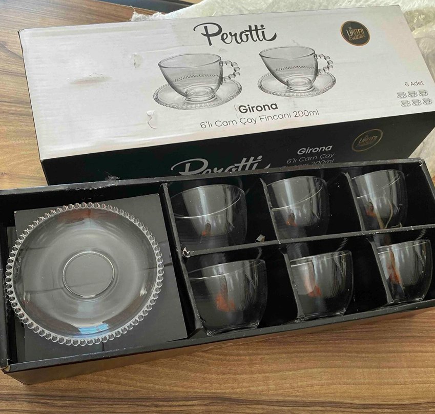 Boncuklu kahve/ çay fincan seti - Görsel 2