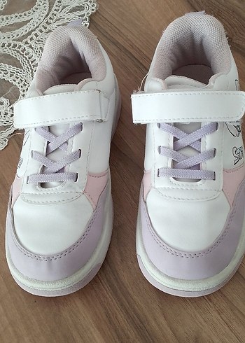 Kız Çocuk Beyaz Pastel Spor Ayakkabı Velcro