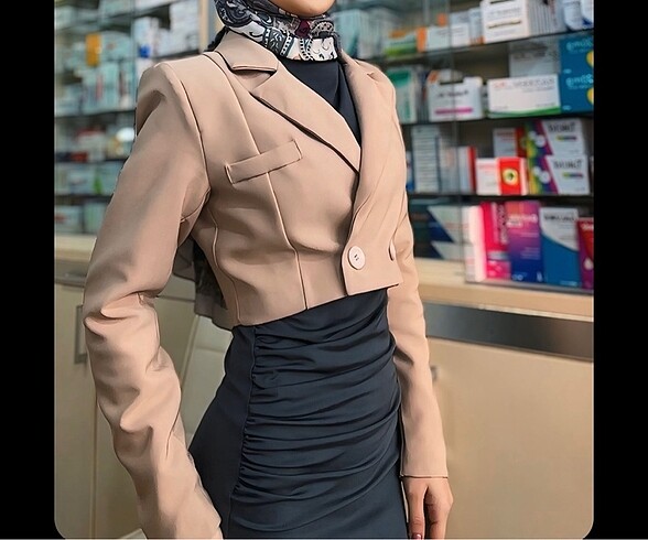 s Beden Ceketli crop takım