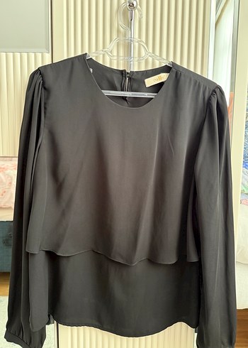 Siyah Kadın Uzun Kollu Salaş Bluz - Görsel 2