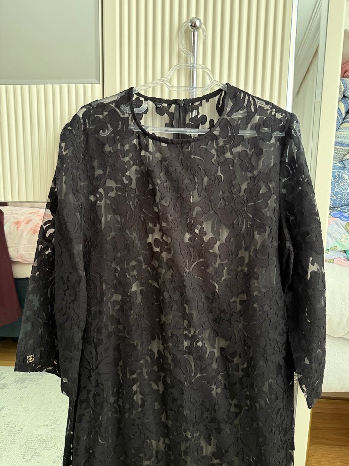 Uzun Kollu Siyah Dantel Midi Elbise trenç - Görsel 2