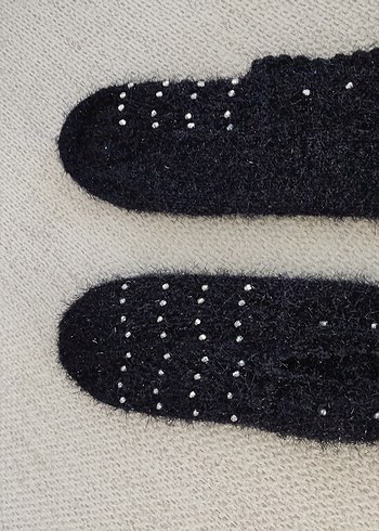 Siyah simli örme patik - Görsel 2