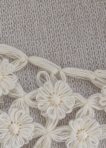 Dantel Detaylı Bohem Örgü Kadın Omuz Şal - Görsel 4