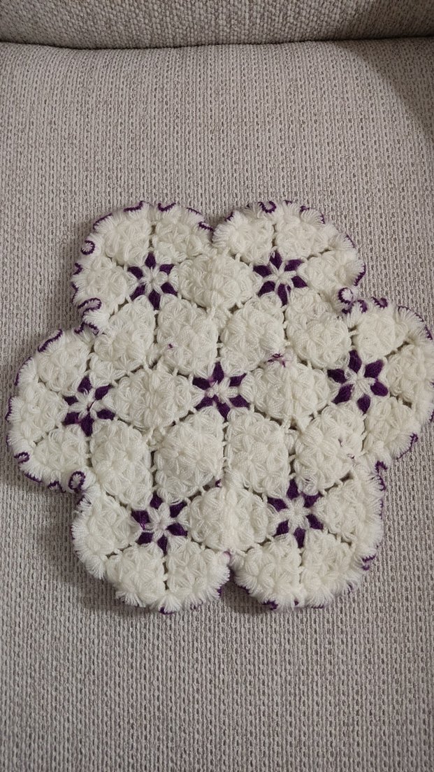 Mor Beyaz Örgü Banyo Lifi - Görsel 2