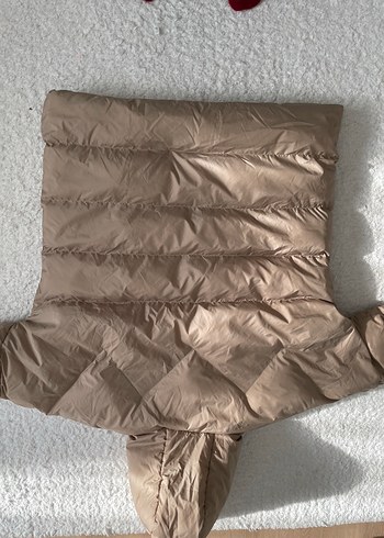 Bej Kapüşonlu Kadın Kışlık şişme yorgan mont - Görsel 8