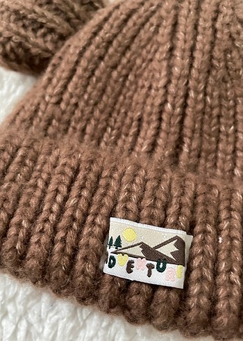 Defecto kahverengi bere şapka yünlü çoçuk - Görsel 2