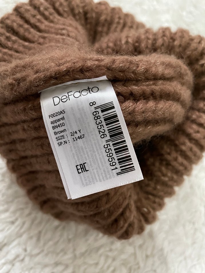 Defecto kahverengi bere şapka yünlü çoçuk - Görsel 4