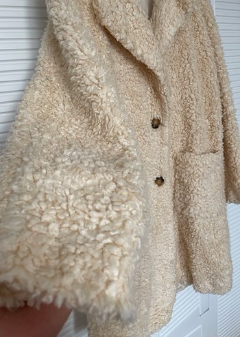 Bej Midi Peluş Kadın Kaban - Görsel 4