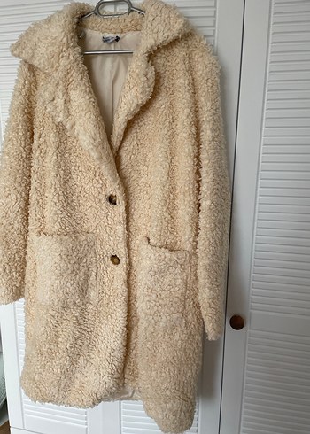 Bej Midi Peluş Kadın Kaban - Görsel 3