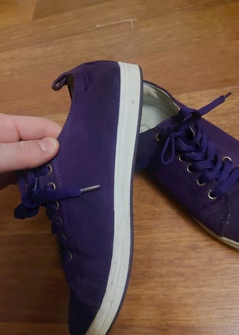 Mor Bağcıklı Düz Taban Kadın Spor Ayakkabı - Görsel 4