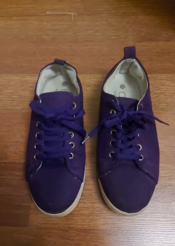 Mor Bağcıklı Düz Taban Kadın Spor Ayakkabı - Görsel 2