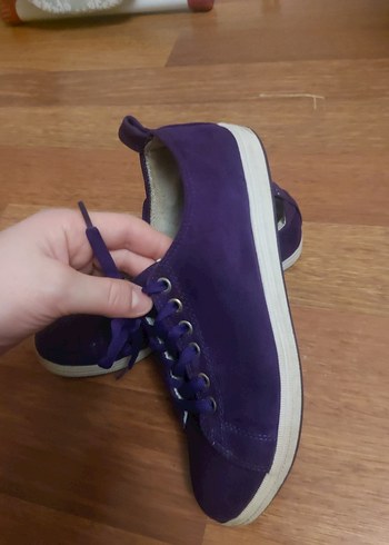 Mor Bağcıklı Düz Taban Kadın Spor Ayakkabı - Görsel 3