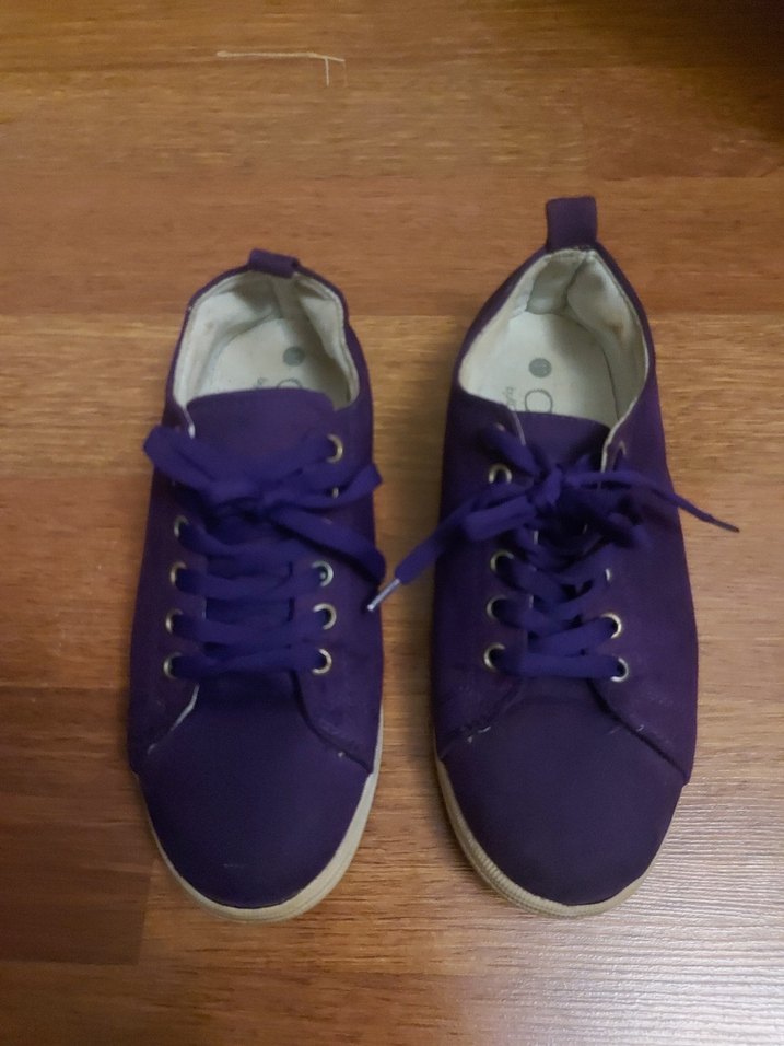 Mor Bağcıklı Düz Taban Kadın Spor Ayakkabı - Görsel 2