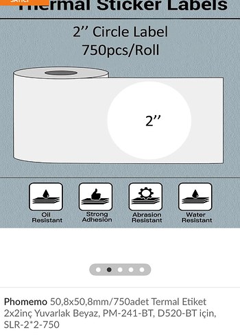 Phomemo 50,8x50,8mm 750'li Termal Etiket - Görsel 2