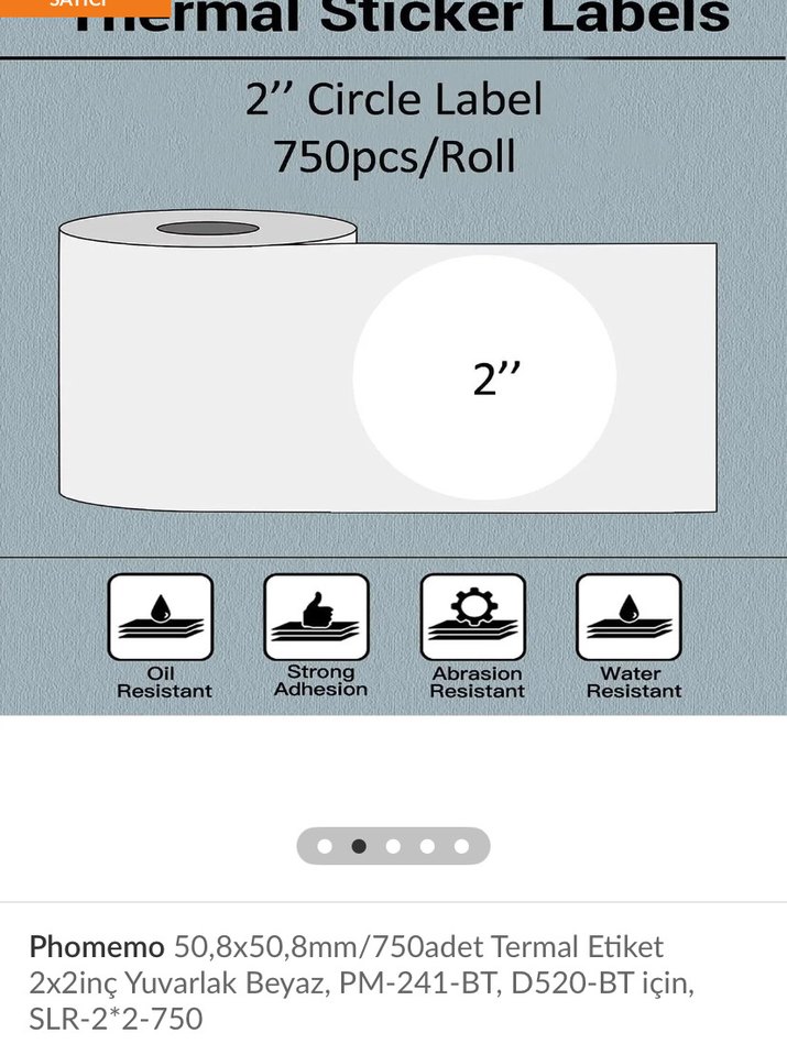 Phomemo 50,8x50,8mm 750'li Termal Etiket - Görsel 2