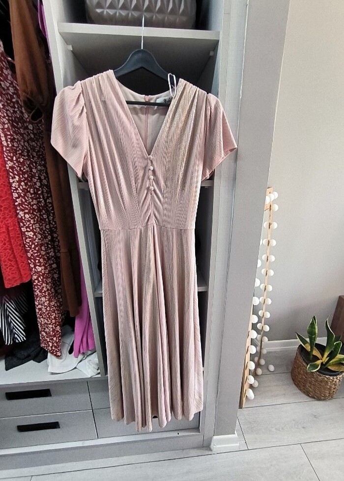 ADL Nightzoom midi pudra gece elbisesi - Görsel 4