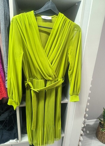 Gusto yağ yeşili midi abiye - Görsel 5