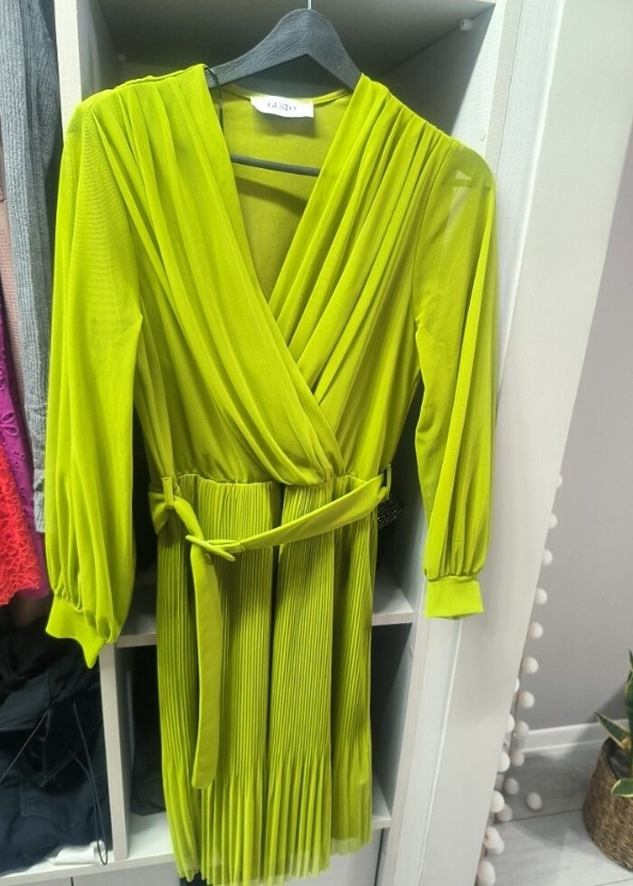 Gusto yağ yeşili midi abiye - Görsel 5