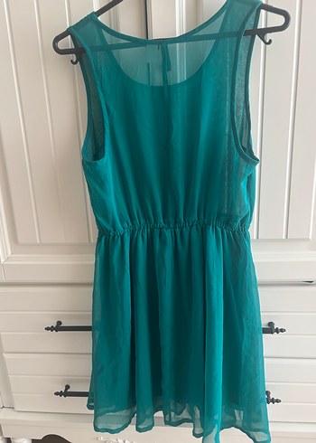 H&M Turkuaz Midi Kolsuz Salaş Elbise