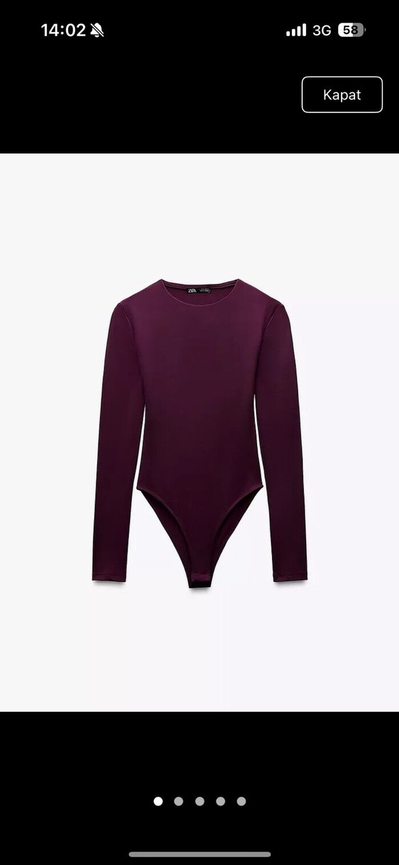 Zara Bordo Uzun Kollu Dar Kesim Bluz - Görsel 2