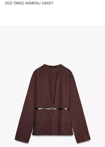 Zara Bordo Deri Kemerli Ceket - Görsel 2