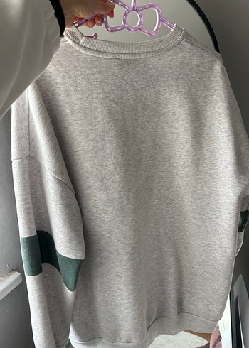 Gri Oversize Kadın Sweatshirt W Baskılı - Görsel 2