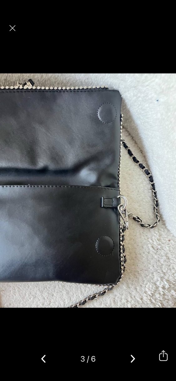 Zadig Zincir Detaylı Siyah Deri Rock Punk Çanta - Görsel 2