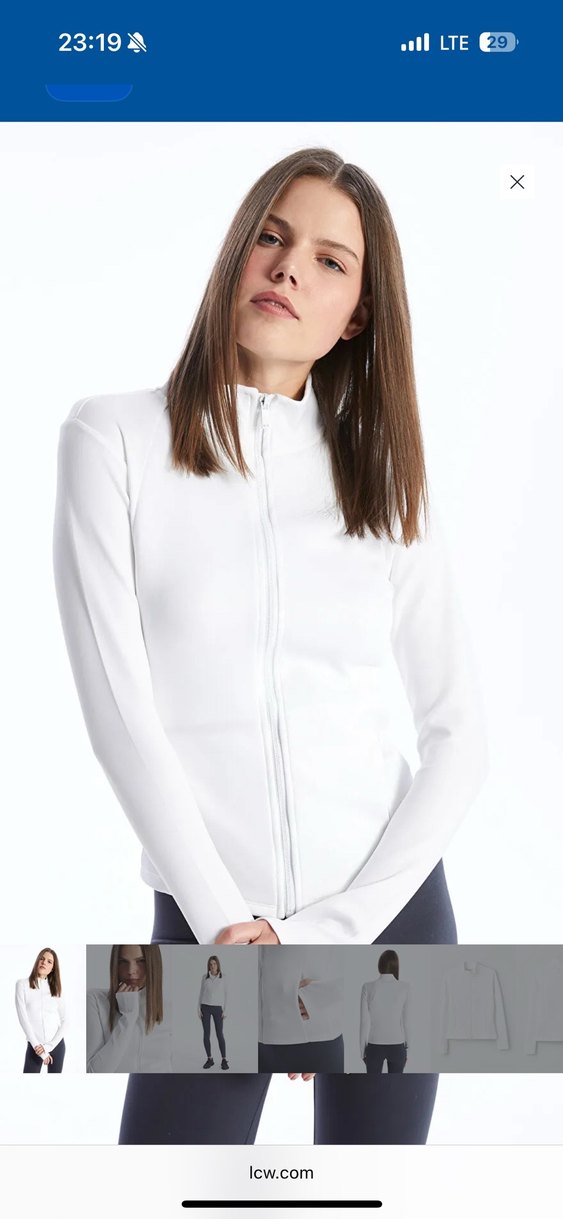 Kadın Dik Yaka Düz Fermuarlı Sweatshirt - Görsel 2