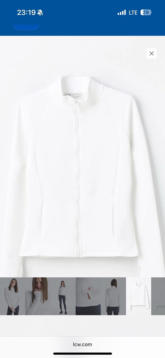 Kadın Dik Yaka Düz Fermuarlı Sweatshirt - Görsel 3