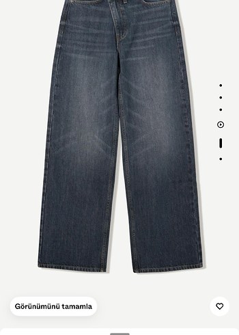 Bershka Gri Bol Kesim Midi Denim Kadın Jean