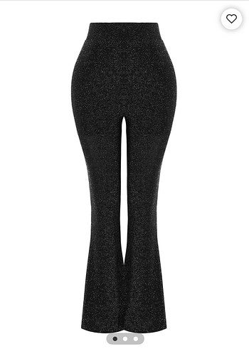 Siyah Işıltılı Kadın İspanyol Paça Pantolon - Görsel 2