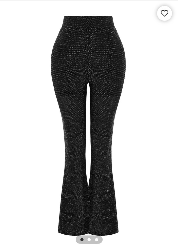 Siyah Işıltılı Kadın İspanyol Paça Pantolon - Görsel 2