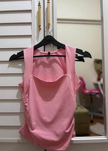 Pembe Kare Yaka Bluz - Görsel 4