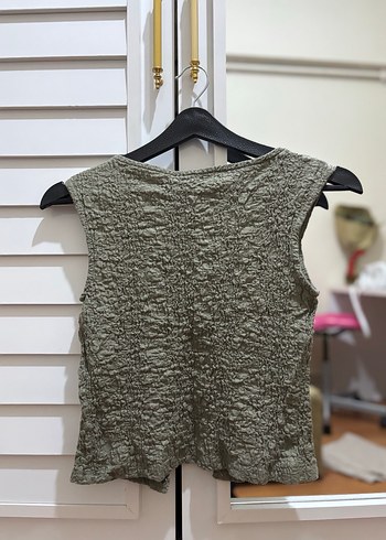 Düğmeli Gri Kolsuz Keten Midi Yelek - Görsel 2