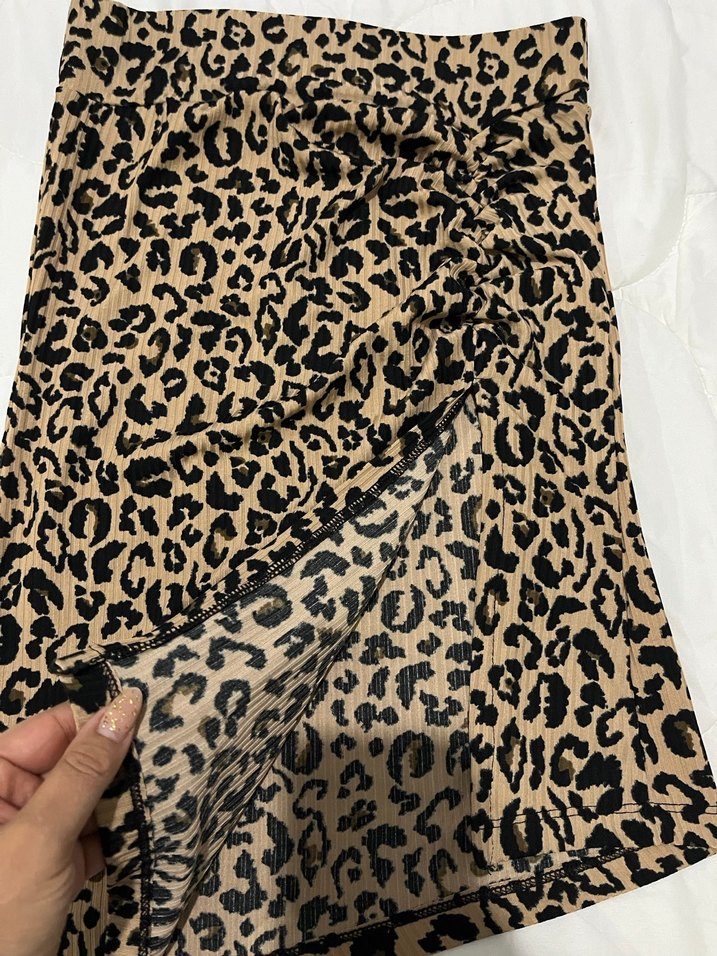 Leopar Desenli Midi Hamile Etek - Görsel 2