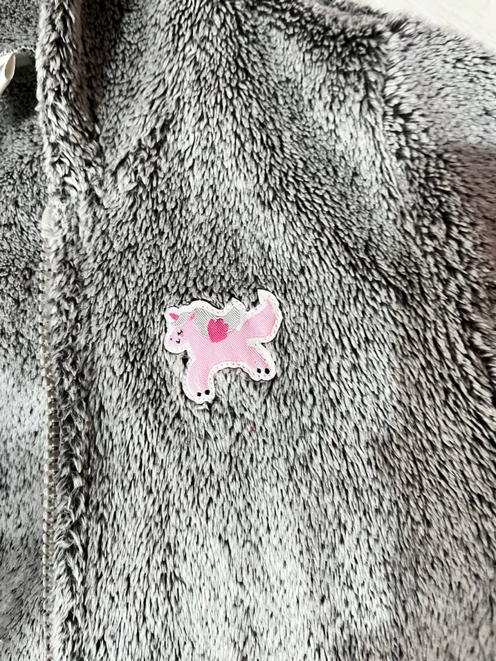 Kız Çocuk Gri Kapüşonlu Fermuarlı Ceket - Görsel 2