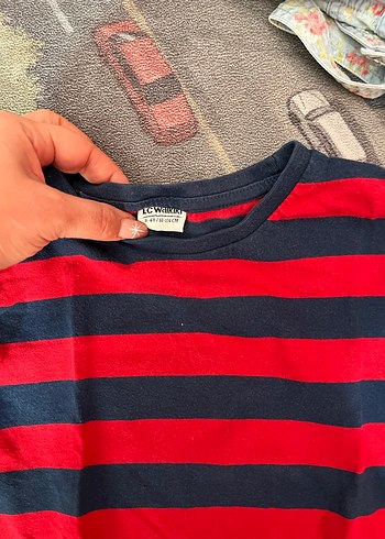 Koyu Kırmızı Çizgili Erkek Uzun Kollu Tişört - Görsel 2