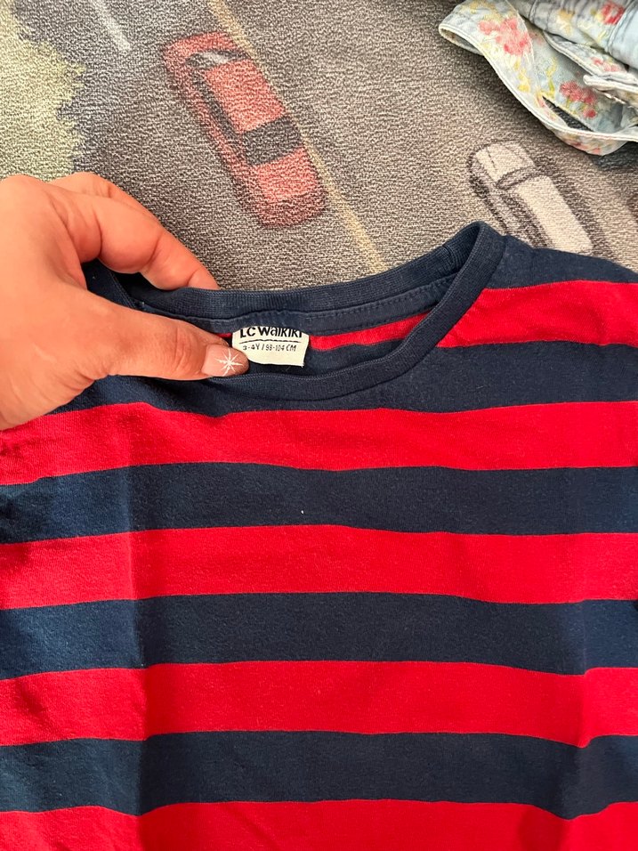 Koyu Kırmızı Çizgili Erkek Uzun Kollu Tişört - Görsel 2