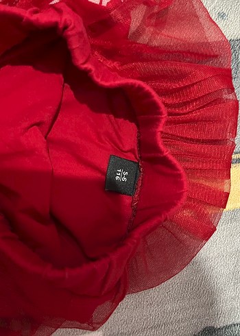 Kız Çocuk Kırmızı Pilili Nakışlı Etek - Görsel 3